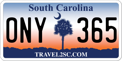 SC license plate ONY365