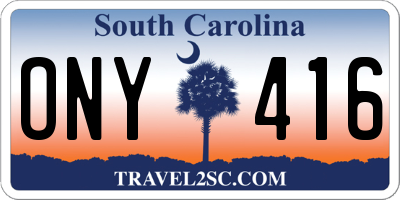 SC license plate ONY416