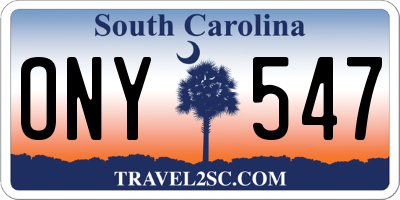 SC license plate ONY547