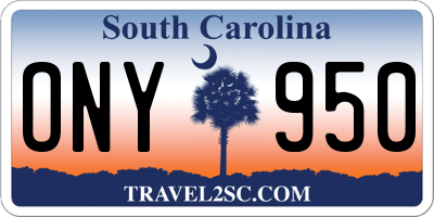 SC license plate ONY950