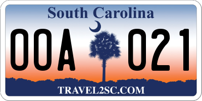 SC license plate OOA021