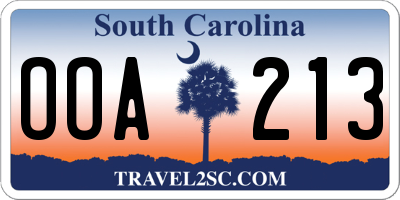 SC license plate OOA213