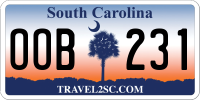 SC license plate OOB231