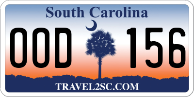SC license plate OOD156