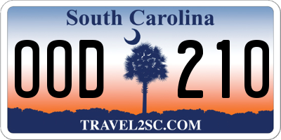 SC license plate OOD210