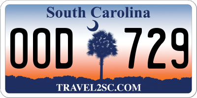SC license plate OOD729