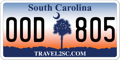 SC license plate OOD805