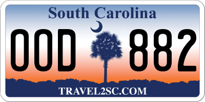 SC license plate OOD882