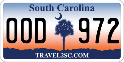 SC license plate OOD972
