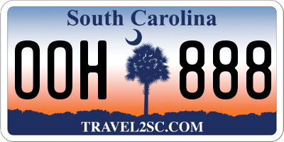 SC license plate OOH888