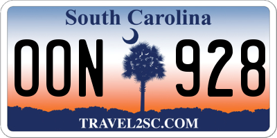 SC license plate OON928