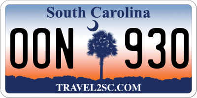 SC license plate OON930