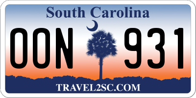 SC license plate OON931