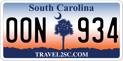 SC license plate OON934