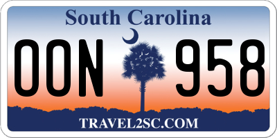 SC license plate OON958