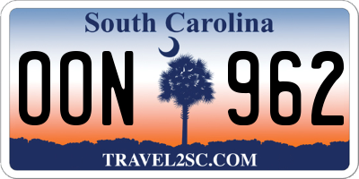 SC license plate OON962