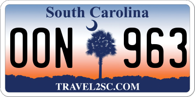 SC license plate OON963