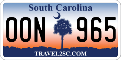 SC license plate OON965