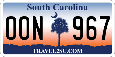 SC license plate OON967