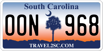 SC license plate OON968