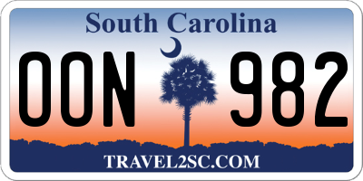 SC license plate OON982