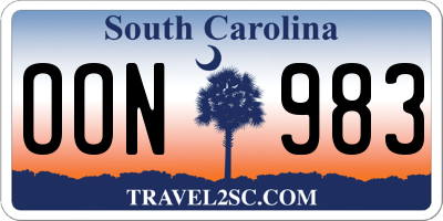 SC license plate OON983