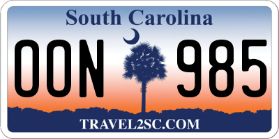 SC license plate OON985