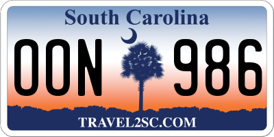 SC license plate OON986