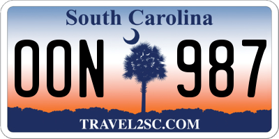 SC license plate OON987