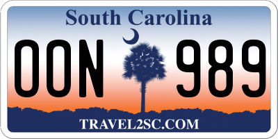 SC license plate OON989