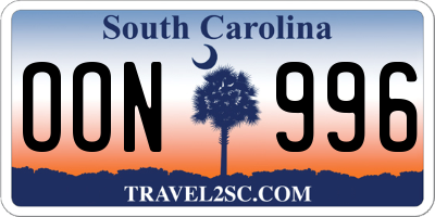 SC license plate OON996