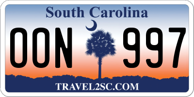 SC license plate OON997