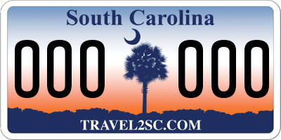 SC license plate OOO000