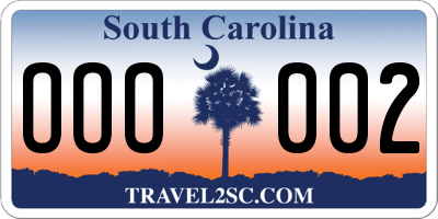 SC license plate OOO002