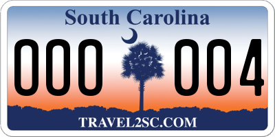 SC license plate OOO004