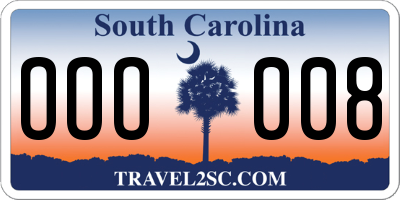 SC license plate OOO008