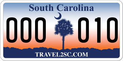 SC license plate OOO010