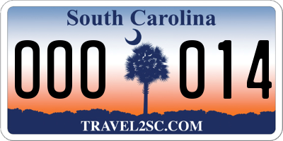 SC license plate OOO014