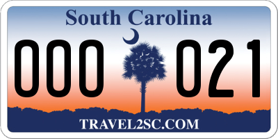 SC license plate OOO021