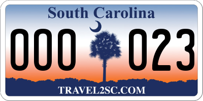 SC license plate OOO023