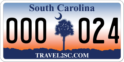 SC license plate OOO024