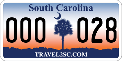 SC license plate OOO028