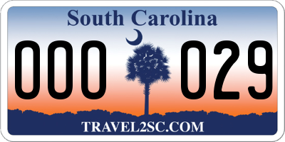 SC license plate OOO029