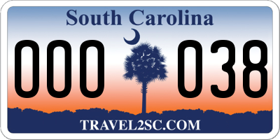 SC license plate OOO038
