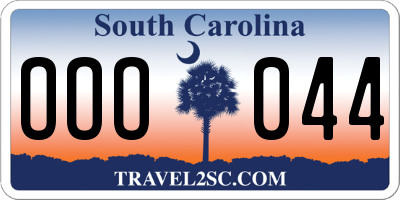 SC license plate OOO044