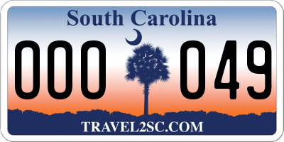 SC license plate OOO049