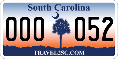 SC license plate OOO052