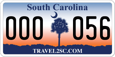 SC license plate OOO056