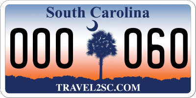 SC license plate OOO060