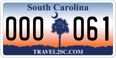 SC license plate OOO061